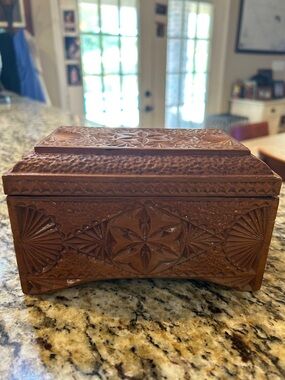 Hand-Carved Wooden Jewelry Box made in Russia